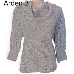 ARDEN B Gray 1/2 Sleeve Cowl Neck Sweater Size M
